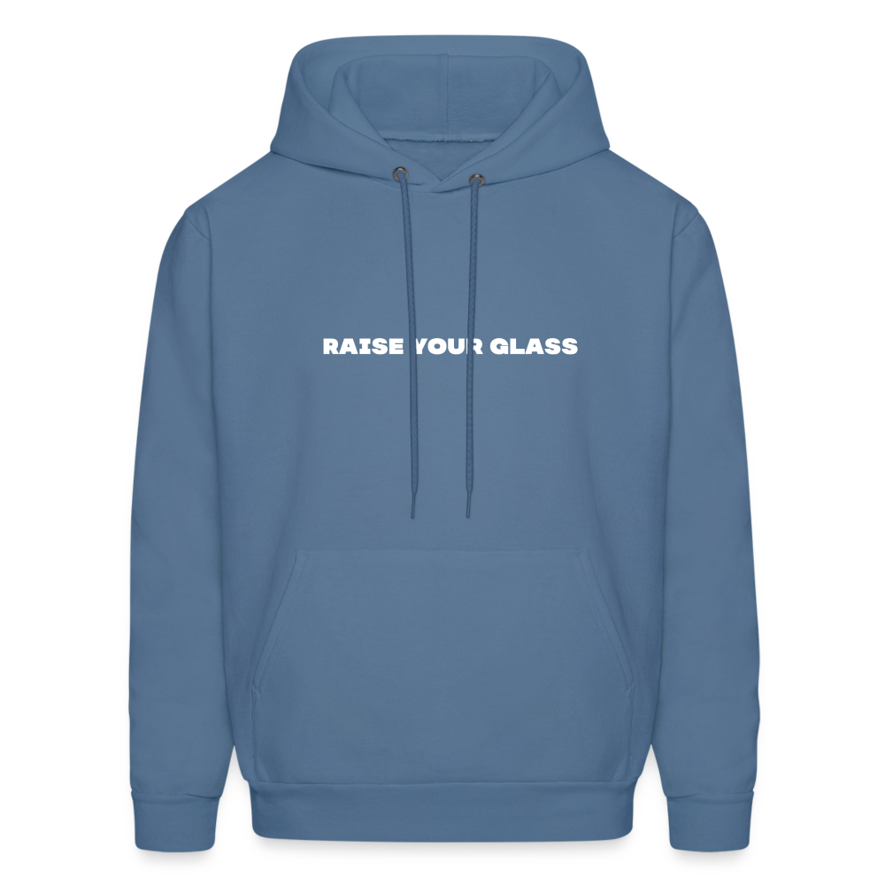 raise your glass comfort hoodie - denim blue
