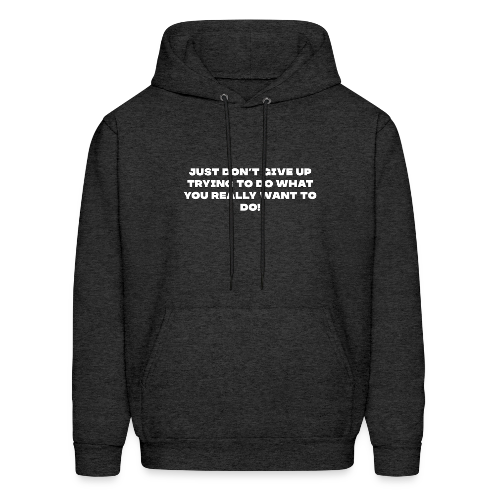 dont give up comfort hoodie - charcoal grey