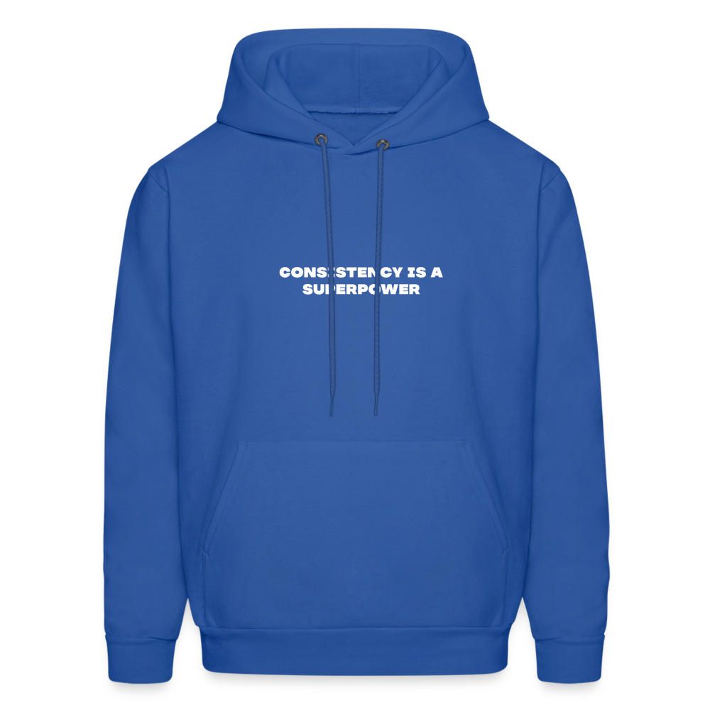 consistency is a superpower comfort hoodie - royal blue
