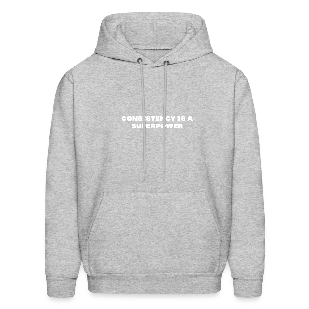 consistency is a superpower comfort hoodie - heather gray