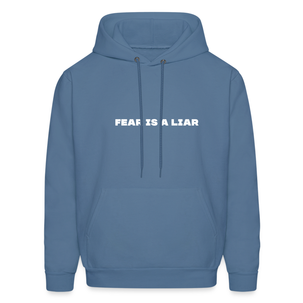 fear is a liar comfort hoodie - denim blue