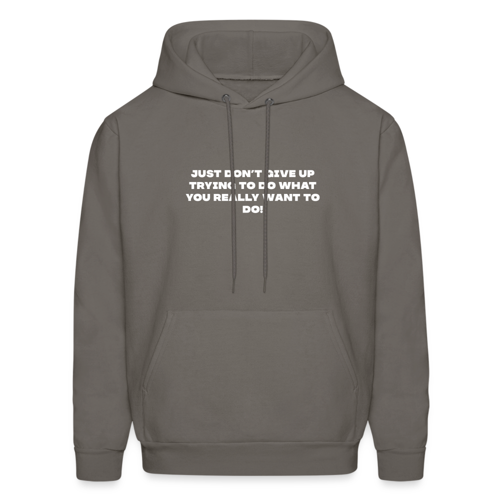 dont give up comfort hoodie - asphalt gray