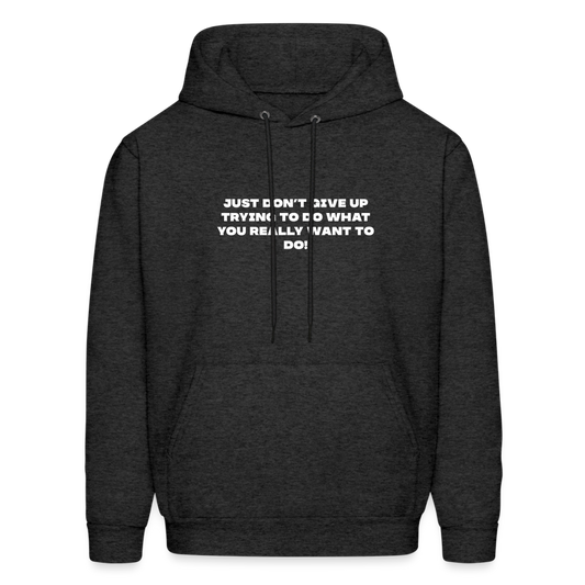 dont give up comfort hoodie - charcoal grey