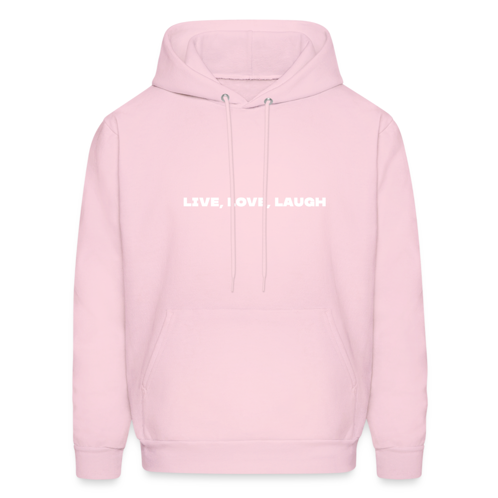 live love laugh comfort hoodie - pale pink