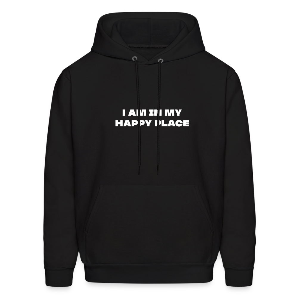 i am in my happy place comfort hoodie - black