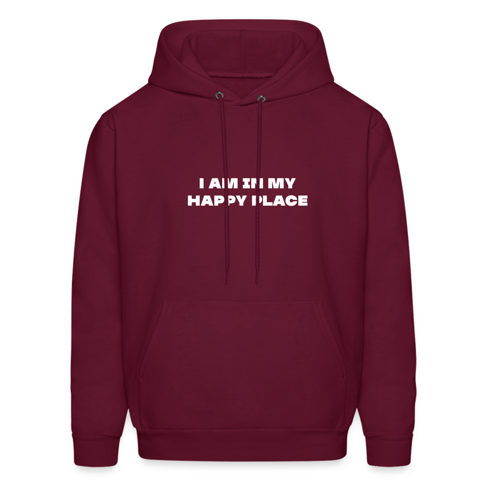 i am in my happy place comfort hoodie - burgundy