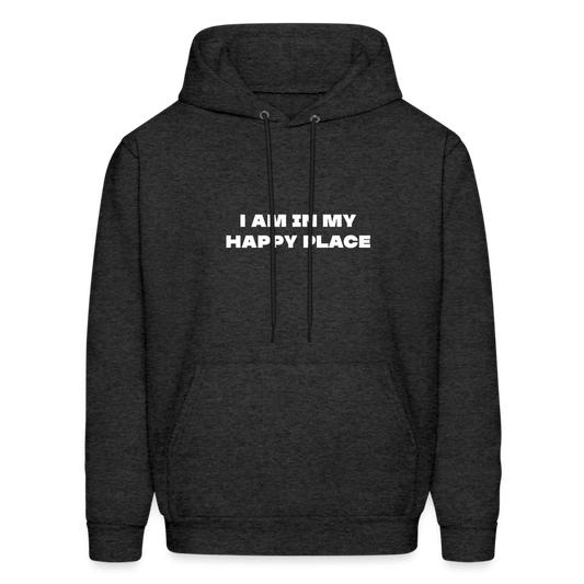 i am in my happy place comfort hoodie - charcoal grey