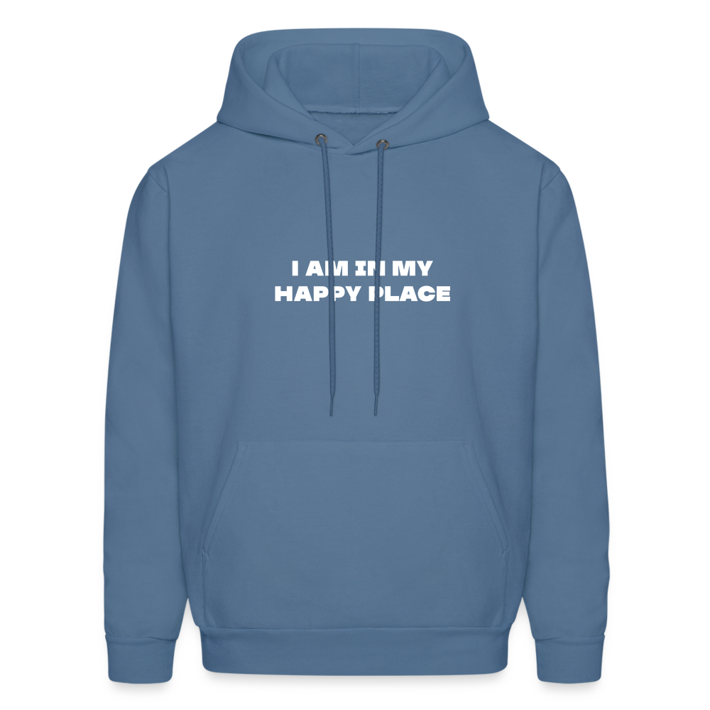 i am in my happy place comfort hoodie - denim blue