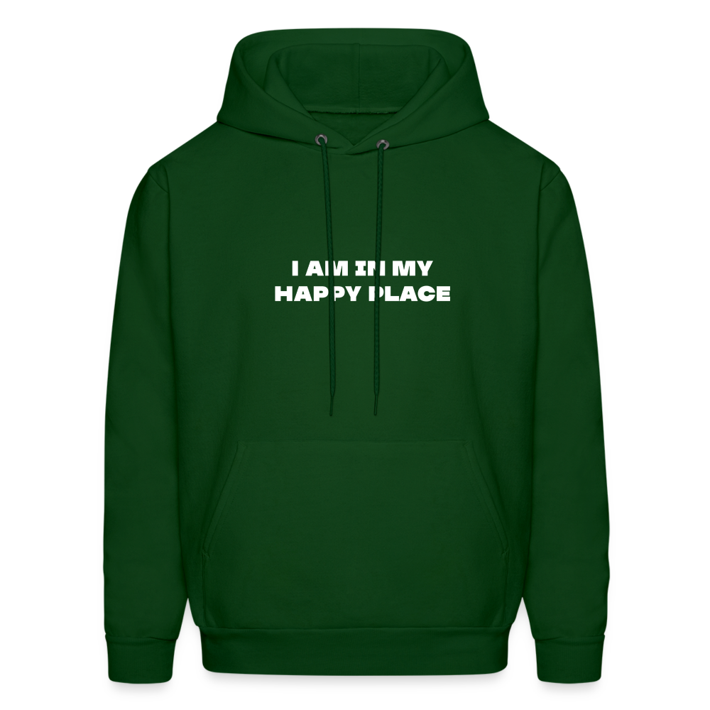 i am in my happy place comfort hoodie - forest green