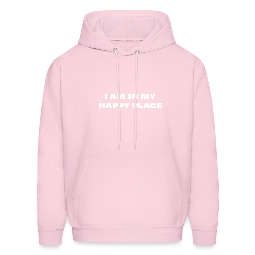 i am in my happy place comfort hoodie - pale pink